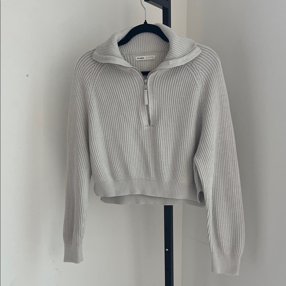 Pull&Bear Gray Ribbed Sweater - image 1